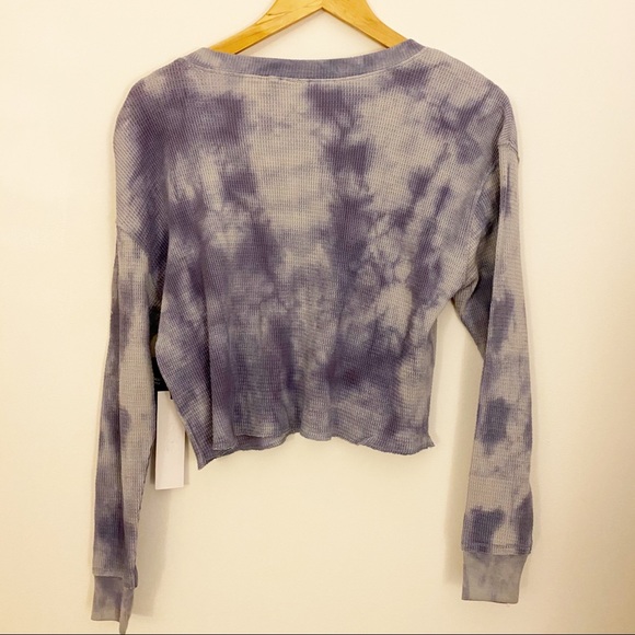 NWT Jo & Co crop tie dye waffle knit long sleeve t - Picture 4 of 5